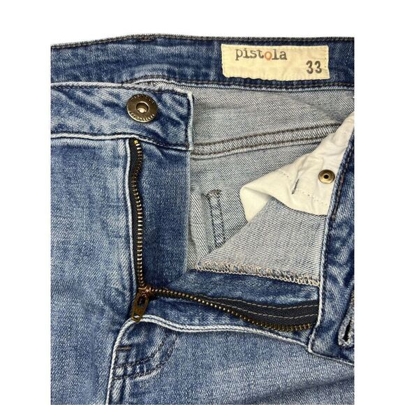 Pistola Women’s 33 Premium Denim Medium Wash Distressed High Rise Crop Jeans - Picture 3 of 6